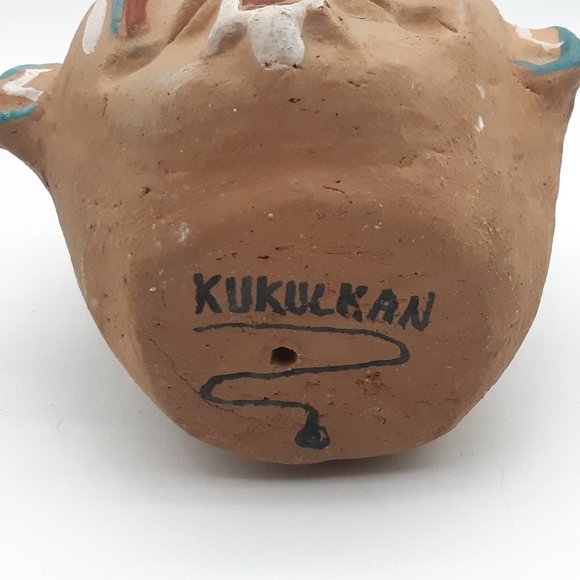 Terracotta Mayan Head Bust of the God Kukulkan - Picture 6 of 11